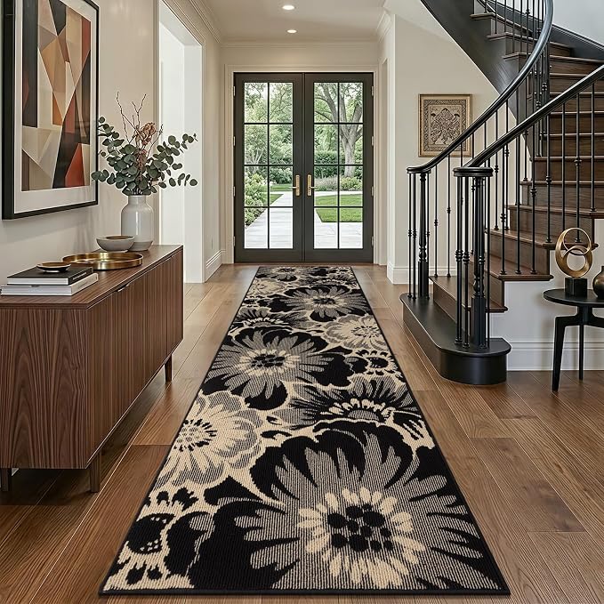 Findosom Hallway Runner Rug 3x10, Non Slip High-Low Textured Floral Washable - Image 8
