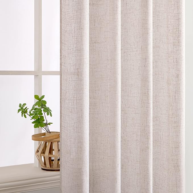 MIULEE Natural White Linen Curtains 52x96 Inch Long 2 Panels - Image 5