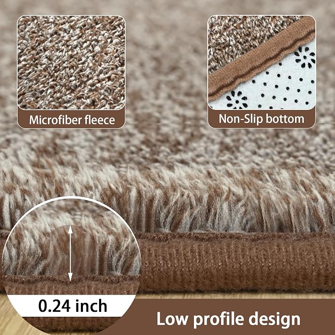 2x10 Runner Rug for Hallway, Long Runner Rugs Non Slip, Matte Brown | Soft - Image 4