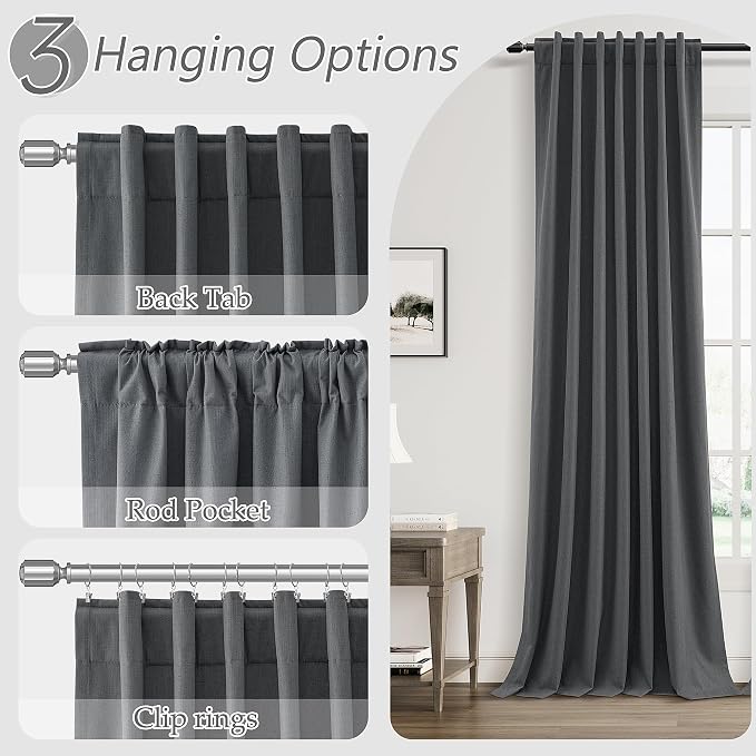100% Blackout Curtains 102 Inch Length 2 Panels Set - Image 6