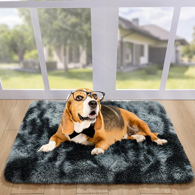 2x3 Tie-Dyed Black and Grey Fluffy Area Rug Non-Slip - Image 7