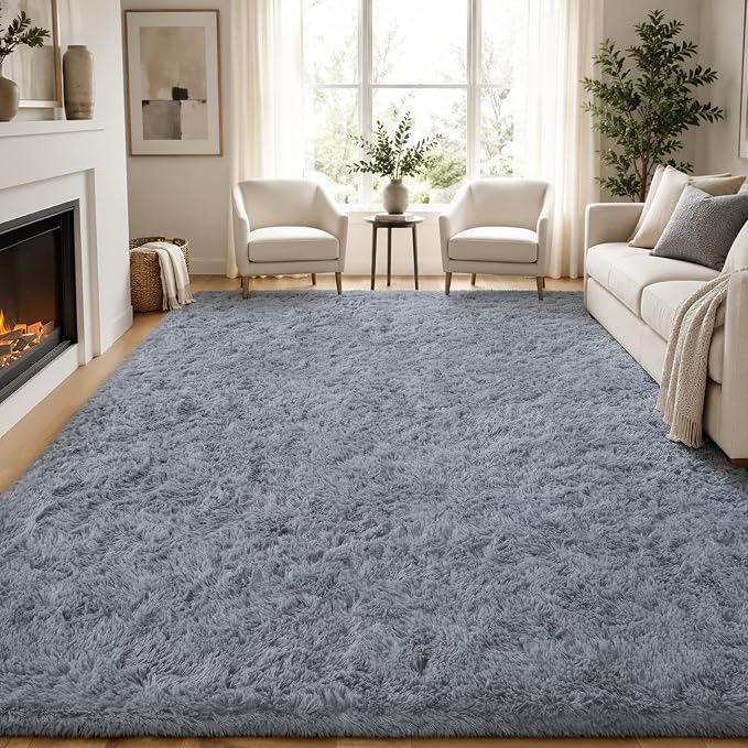 PLHXFR 8x10 Area Rugs Living Room: Fluffy Bedroom Rug Shag Carpet Grey | by PLHXFRSoftAreaRugs