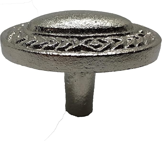 1.5"- Oval Dome Vine Style Handle in a Vintage Style Decor - use as Barn Door, Gate, Drawer and Cabinet Pull, Classic Iron Made Country Farmhouse pulls Silver color-BB512