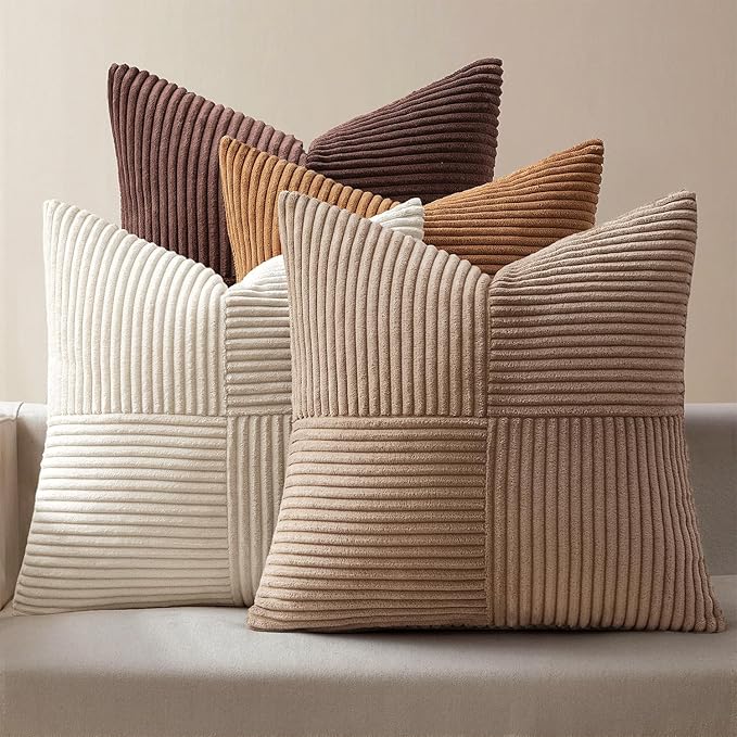 MIULEE Brown Throw Pillow Covers 20x20 Inch Set of 4 Boho Farmhouse Cushion by MIULEE
