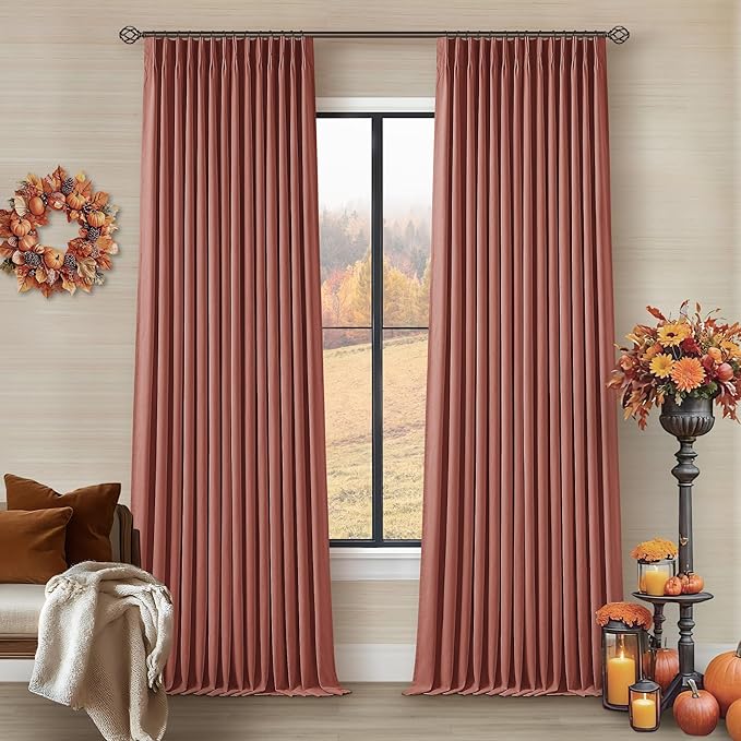 Terracotta Pleat Linen Blackout 102 Inch Curtains - Image 8