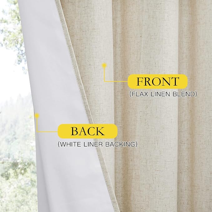NICETOWN Natural Linen Complete Blackout Curtains 54 inches - Image 7