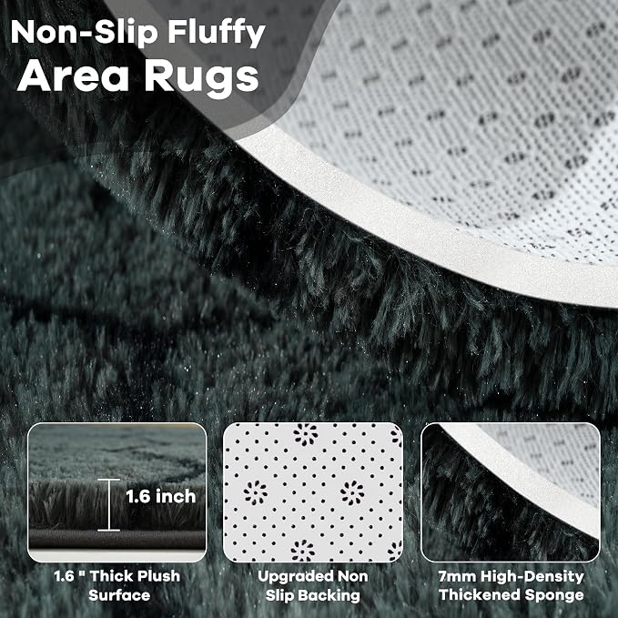 Noahas 5x7 Dark Grey Fluffy Soft Area Rug Non-Slip - Image 5