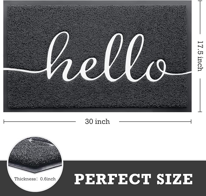 Black Door Mat Welcome Mats Outdoor Indoor Doormat - Image 3