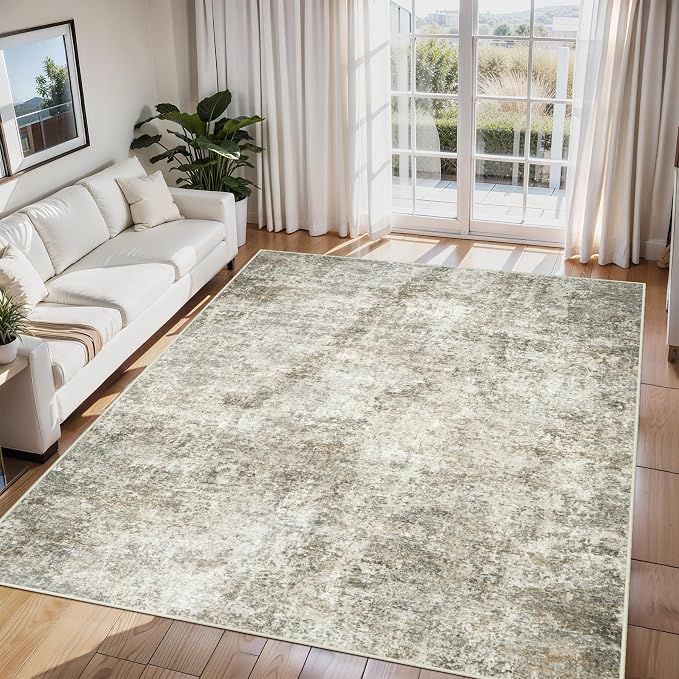 6x9 Area Rugs for Living Room Washable Bedroom Dining Room Beige Brown | Modern by Aelenmu