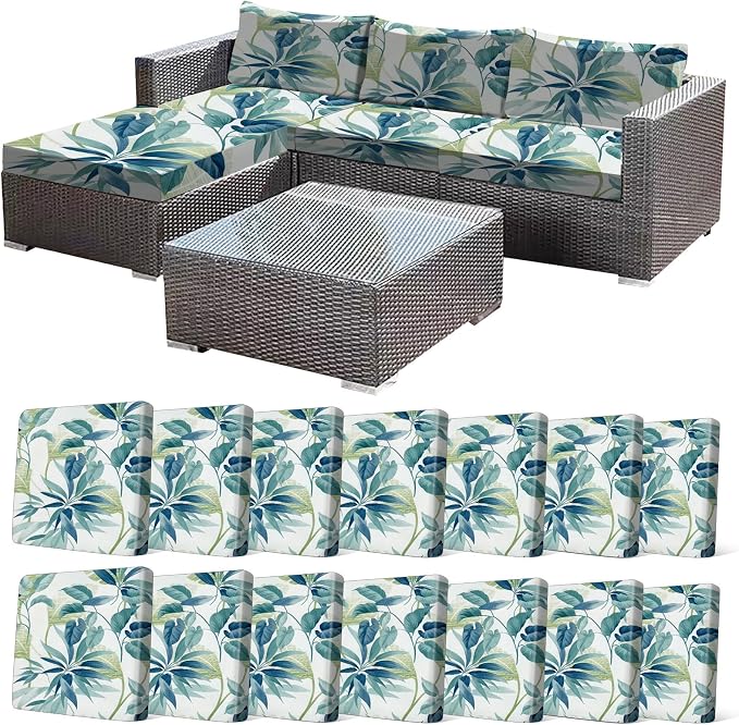 CALBODE 14 Pcs Stretch Indoor/Outdoor Seat Cushion Covers, Indoor/Outdoor Couch by CALBODE