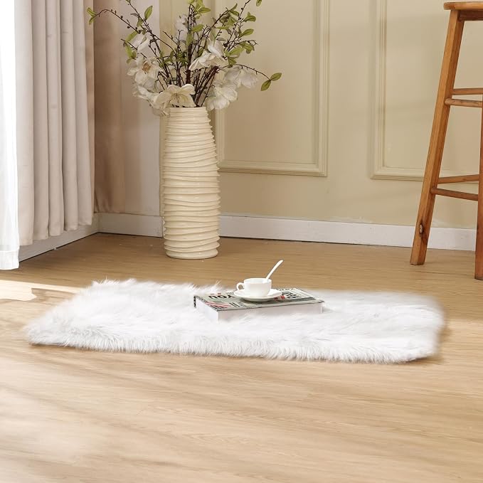 ORINOVA White Faux Sheepskin Shaggy Fur Rug - Image 6