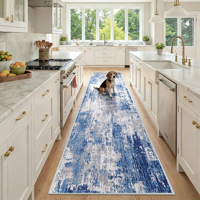 RELEANY Washable Runner 2'6"x10' Abstract Area Rug by RELEANY