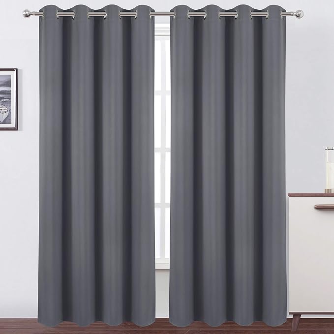 Blackout Curtains 66 x 84 inch/Grey Curtains Set of 2 Panels/Thermal Insulated by Lemomo