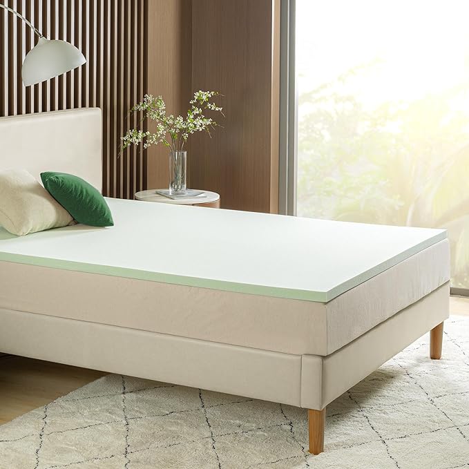 ZINUS 2 Inch Green Tea Memory Foam Mattress Topper, Smaller, More Convenient WonderBox Packaging, Pressure-Relieving Layers, CertiPUR-US Certified, Twin