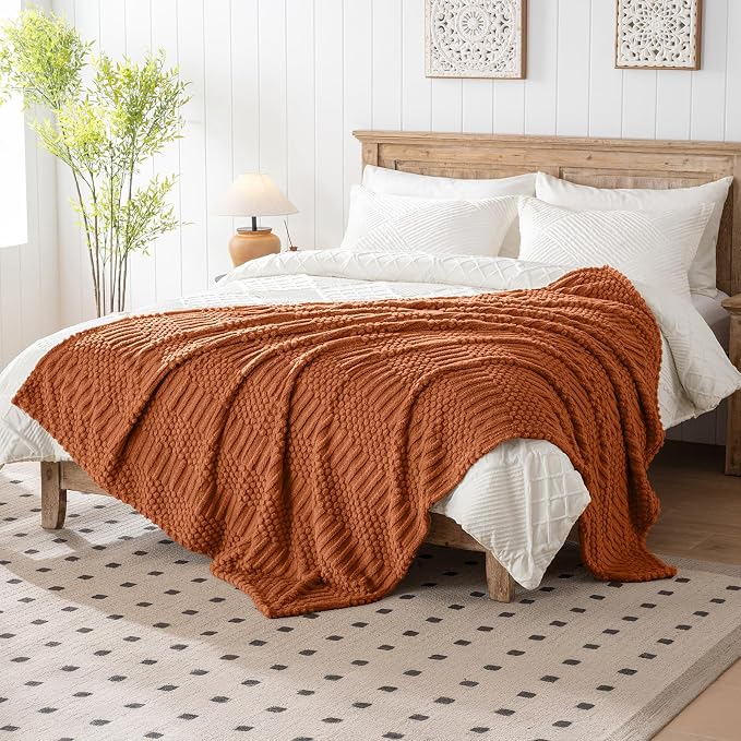 60x80 Inch Rust Twin Blanket by LUSSENAHOME