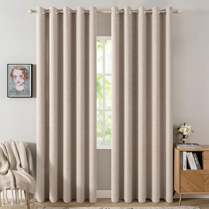 MIULEE 100% Blackout Linen Curtains by MIULEE