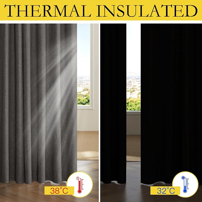 NICETOWN 100% Blackout Grizzle Gray Curtains 90 inches Long - Image 6