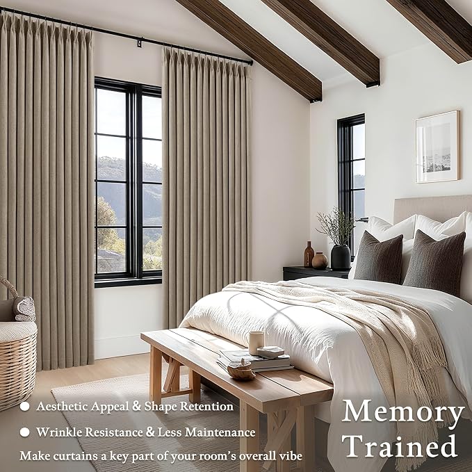 Pleated Linen Blackout Curtains 112 Inches Long - Image 5