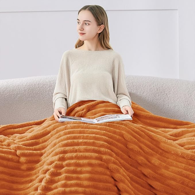 BEDELITE Fall Twin Blanket for Couch & Bed, Burnt Orange, Warm Yet Lightweight - Image 2