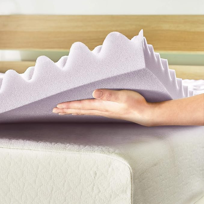Mellow 3 Inch 5-Zone Memory Foam Mattress Topper, Soothing Lavender Infusion, Dorm Essentials, King
