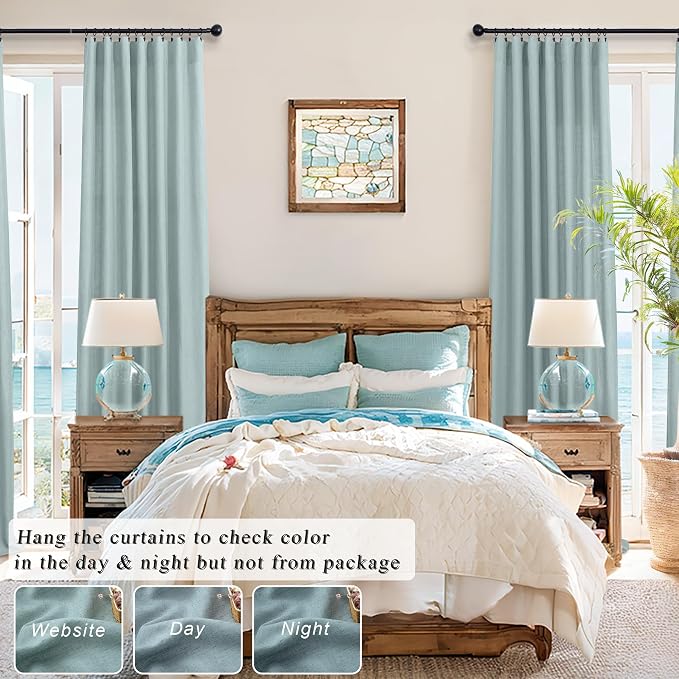 Aqua Curtains 108 Inches Long for Kids Room 2 Panels Set Back Tab Pocket Drapes - Image 6