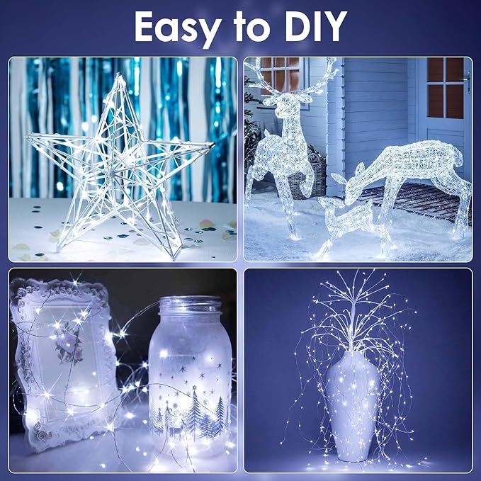 6-Pack Fairy Lights Battery Operated with Timer, Waterproof 16FT 50 LED String Lights Indoor Outdoor, Cuttable Starry Fairy Lights for Christmas Home Bedroom Wedding DIY Centerpiece Decor (Cool White)