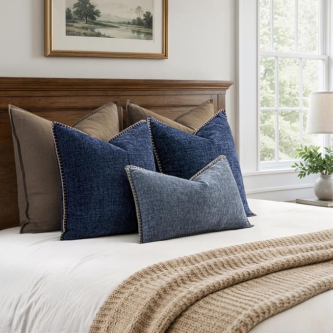 MIULEE Decorative Couch Throw Pillow Covers 18x18 Inch Navy 2 Pack | Farmhouse - Image 6