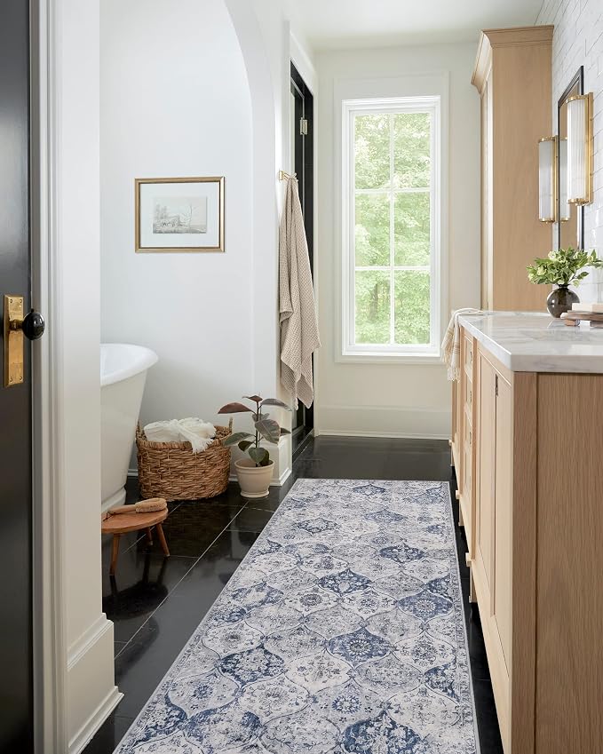 Lahome Moroccan Washable Runner Rug, 2x6 Blue Kitchen Runners - Image 5