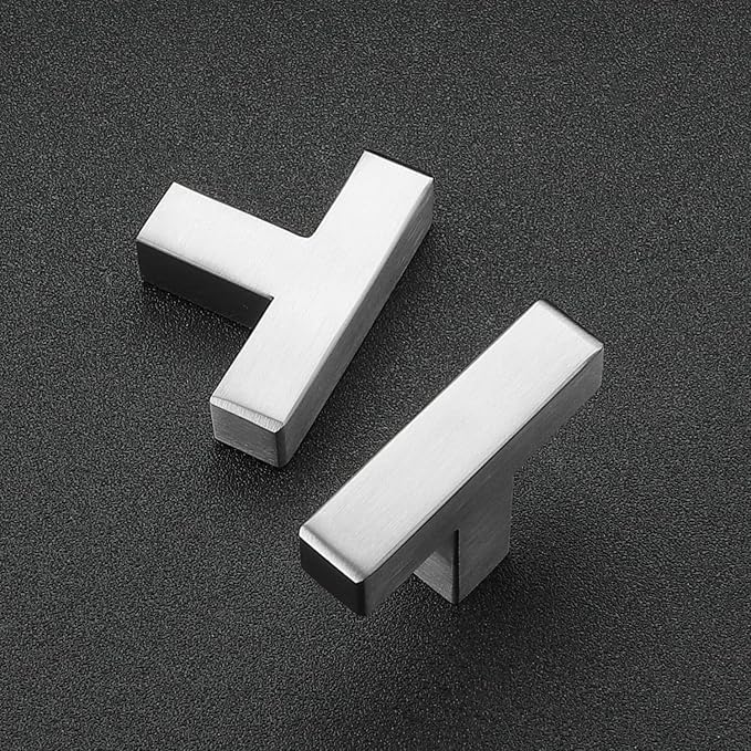 Ravinte 25 Pack Brushed Nickel Kitchen Cabinet Handles Single Hole Cabinet Pulls Square Kitchen Hardware for Cabinet Drawer Pulls Drawer Handles Come with Screwdriver