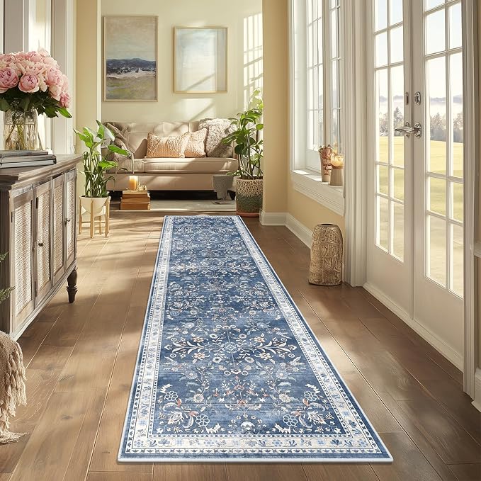 Yamaziot 2x6 Washable Hallway Runner Rug Non Slip Floral Carpet, Stain Resistant - Image 3