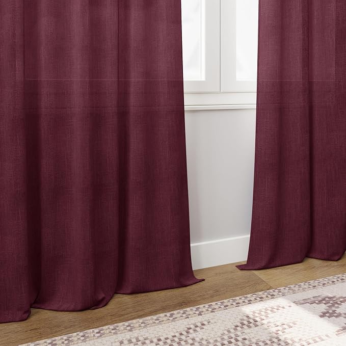 Burgundy Linen Curtains 108 Inches Long - Image 6