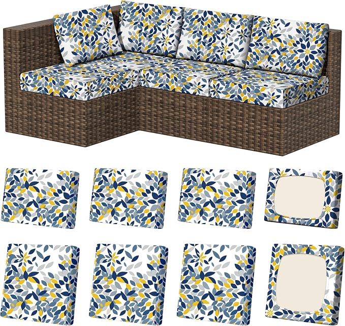 8Pcs Outdoor Cushion Covers, Stretch Patio Furniture Couch Chair Slipcovers | by VORSHAPE