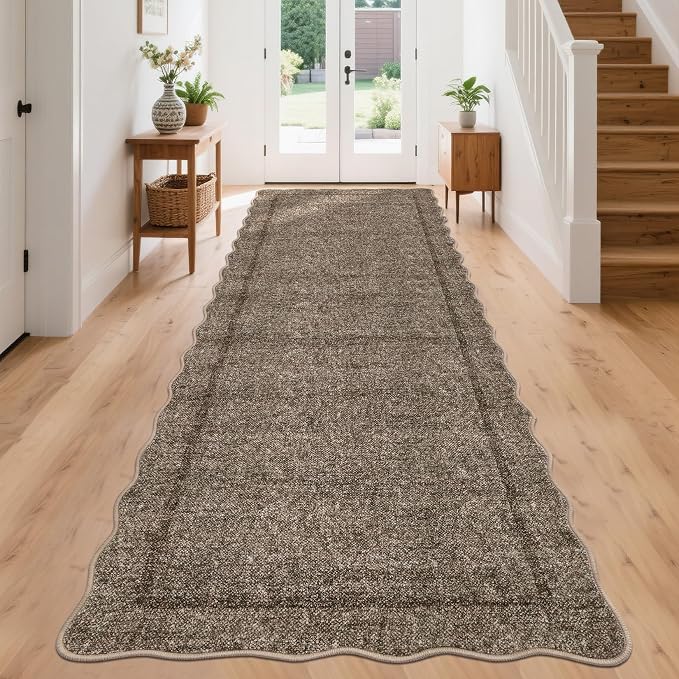 GarveeHome Scalloped Washable Runner Rug 2x8 Modern Non Slip Kitchen Runner | by GarveeHome