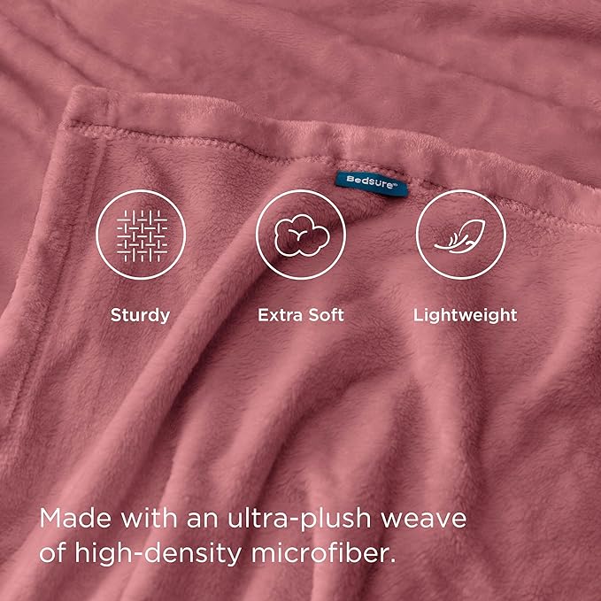Bedsure GentleSoft Fleece Throw Blanket for Couch Dusty Rose - Lightweight Plush Fuzzy Cozy Soft Blankets and Throws for Sofa, 50x60 inches