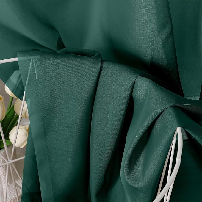 Chyhomenyc Christmas Sheer Curtains 84 Inches Long, 2 Panels, Hunter Green | - Image 3
