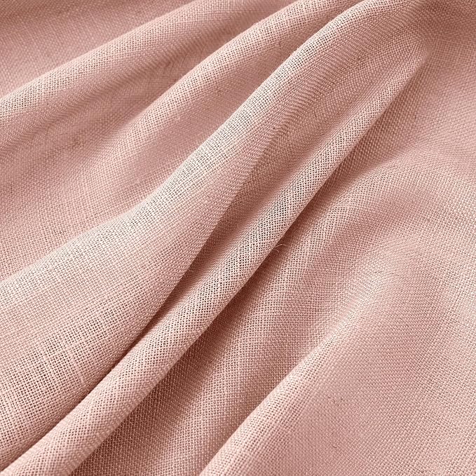 MIULEE Blush Pink Linen Curtains 52x90 Inch Long 2 Panels - Image 4