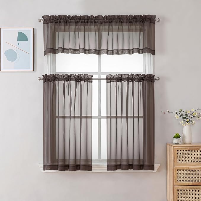 Chyhomenyc Chocolate Brown Sheer Valances - Image 2