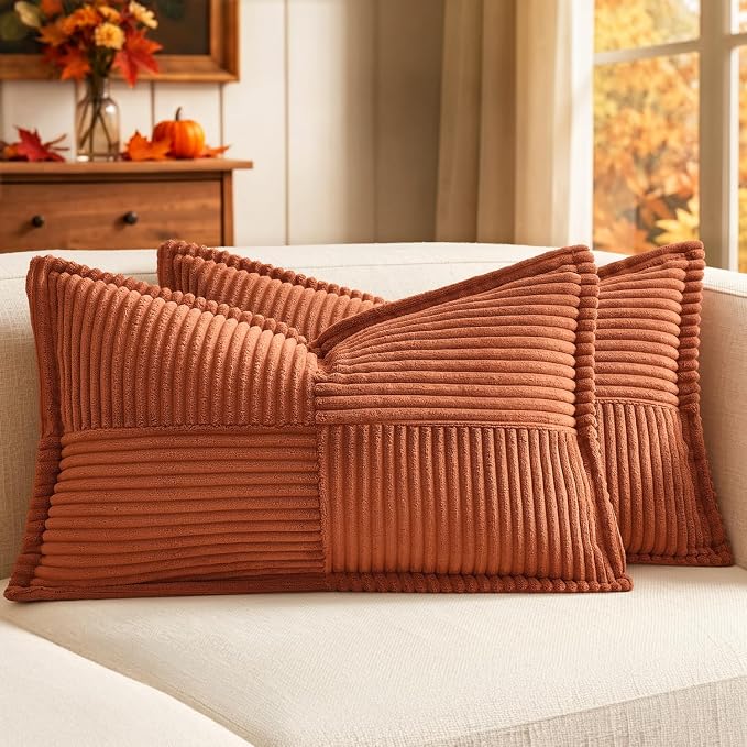 MIULEE Fall Burnt Orange Decorative Lumbar Throw Pillow Covers by MIULEE