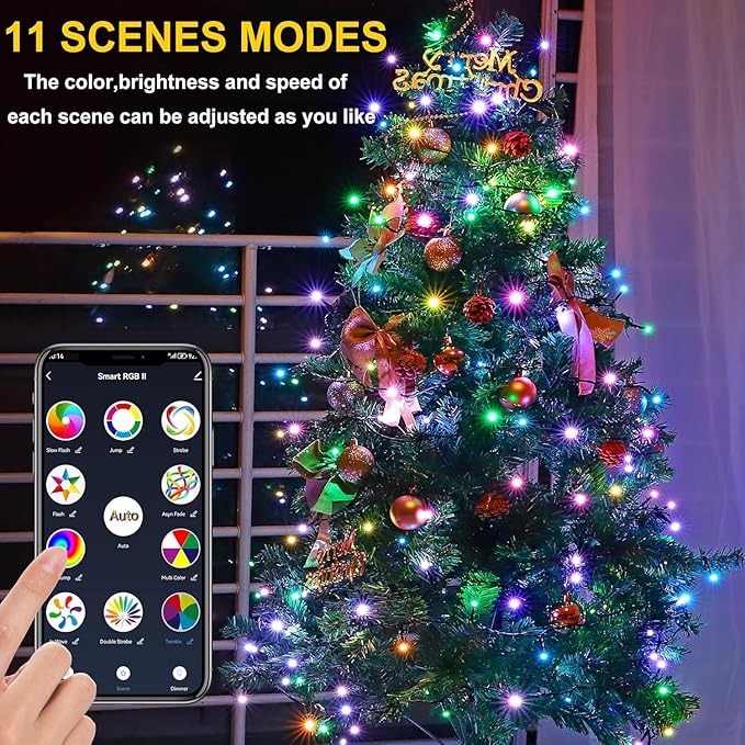Smart WiFi LED Christmas Lights, APP-Controlled RGB Fairy String Lights, Ideal for Xmas Tree, Garden, Home, Party, Halloween Festival Deco (33ft-100LED)