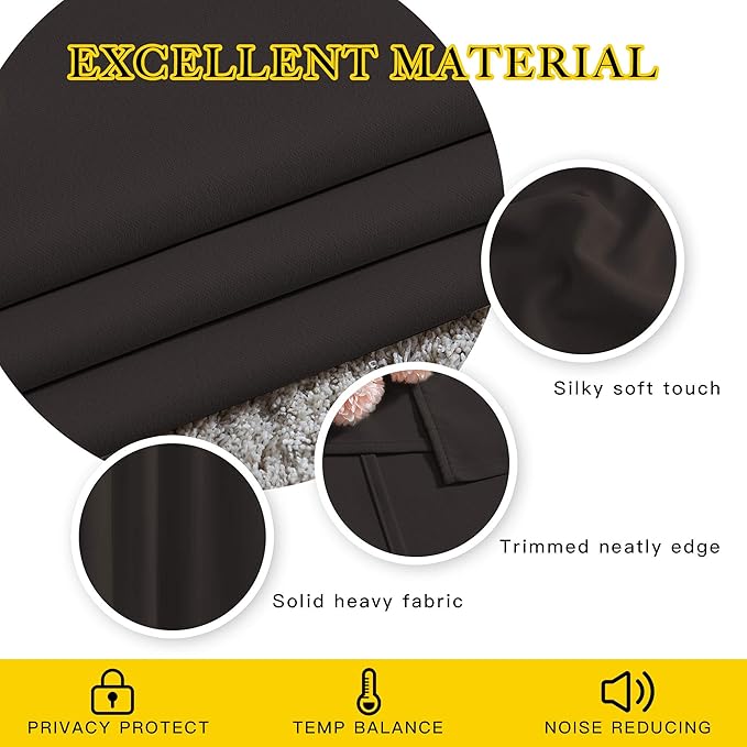 NICETOWN Bedroom Curtains 78 inch Length - Grommet Privacy Window Curtains & Drapes Light Blocking Sound Reducing Window Treatments for Living Room (Toffee Brown, 2 Panels, W52 x L78)