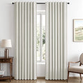 MIULEE 100% Blackout Linen Curtains 42 x 84 Inch Light Beige 2 Panels | Thermal by MIULEE