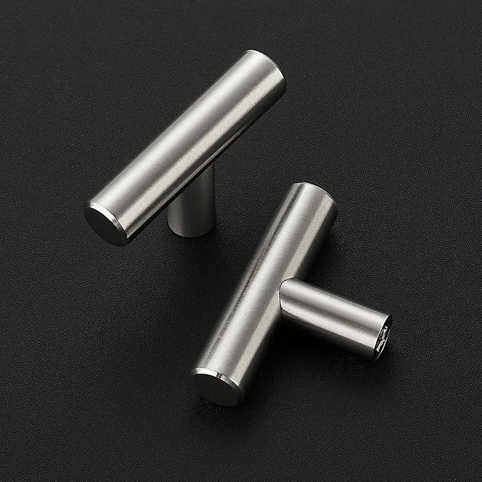 20 Pack Brushed Nickel Cabinet Knobs - Kitchen Cabinet Knobs Silver Cabinet Pulls for Kitchen Cabinet Drawer Stainless Steel Dresser Knobs for Cabinet Hardware 2in Length Single Hole T Bar