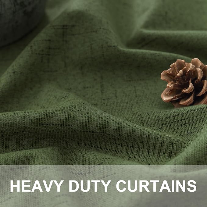 Olive Green Blackout Curtains for Bedroom 96 Inches Long Floor Length 2 Panel - Image 3