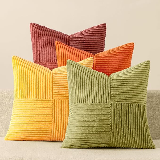 MIULEE Fall Yellow Orange Rust Throw Pillow Covers 20x20 Inch 4 Packs Boho by MIULEE