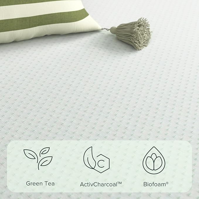ZINUS 10 Inch Green Tea Memory Foam Mattress, Twin, Fiberglass Free, Patented Custom Contour Support, Sturdy Base Foam, CertiPUR-US Certified, Mattress in A Box, White