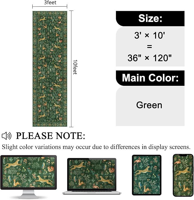 DUKINO 3x10 Washable Runner Rug, Non Slip Animal Rug - Image 2