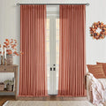 Pleated Farmhouse Firebrick Linen Curtains 102 Inches Long by Twodrapes