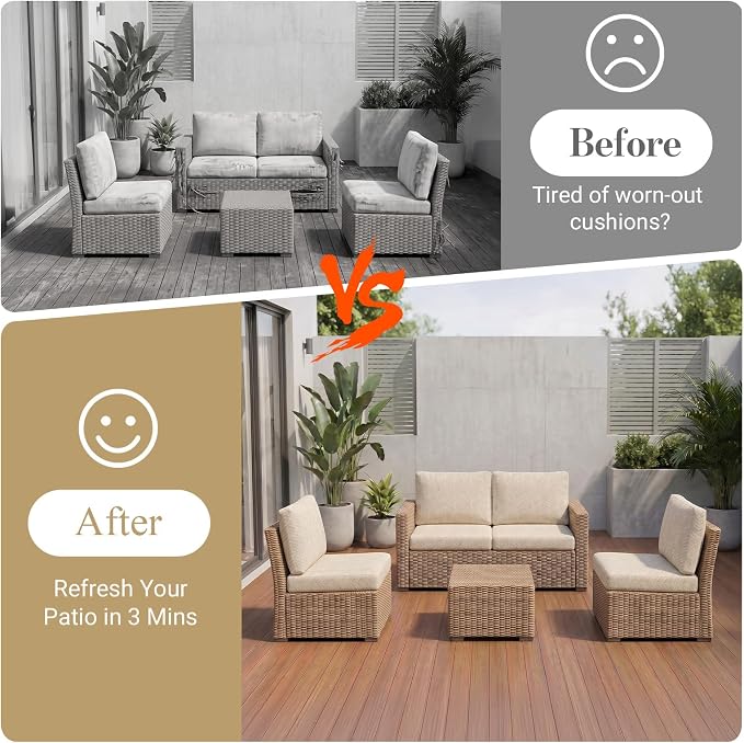 8Pcs Patio Cushion Covers Stretch Outdoor Furniture Protector Slipcovers | - Image 4