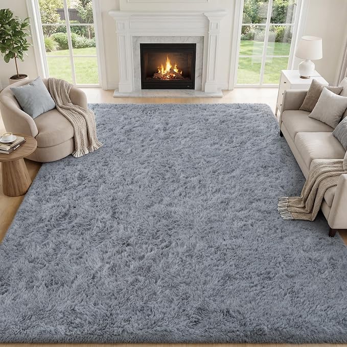 PLHXFR 6x9 Area Rugs Living Room: Fluffy Bedroom Rug Shag Carpet Grey | Upgrade by PLHXFRSoftAreaRugs