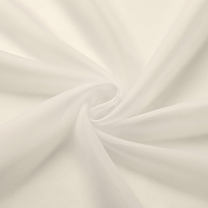 Chyhomenyc Cream Sheer Curtains 63 Inches Long 2 Panels Set | Light Filtering - Image 8